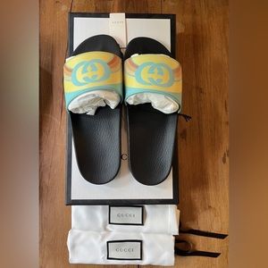 Gucci Pursuit Aquamarine Slides Size 8G NEW